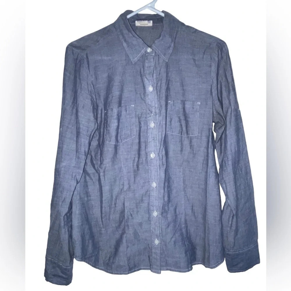 Converse One Star Long Sleeve Button Up Gray Shirt Men’s Size Medium W/Pockets